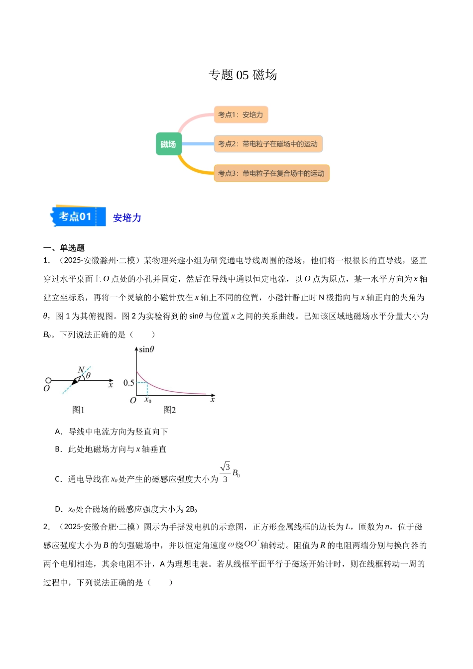 专题05 磁场(3大考点)(学生版).docx_第1页