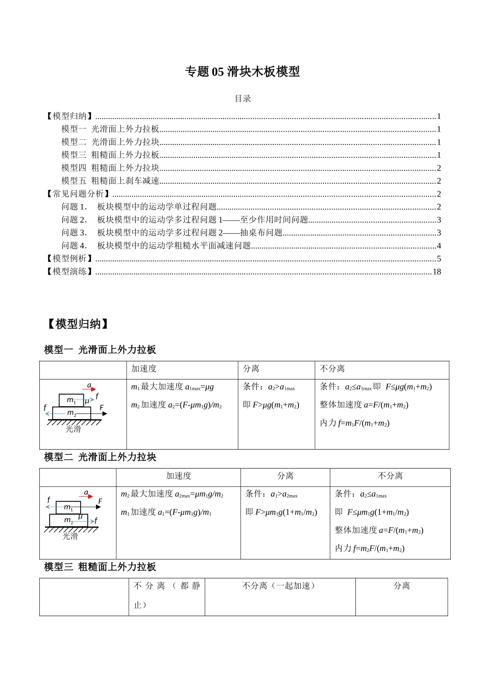 专题05 滑块木板模型(学生版).docx_第1页