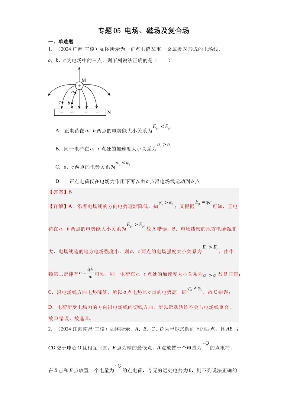 专题05电场、磁场及复合场（解析版）.docx_第1页
