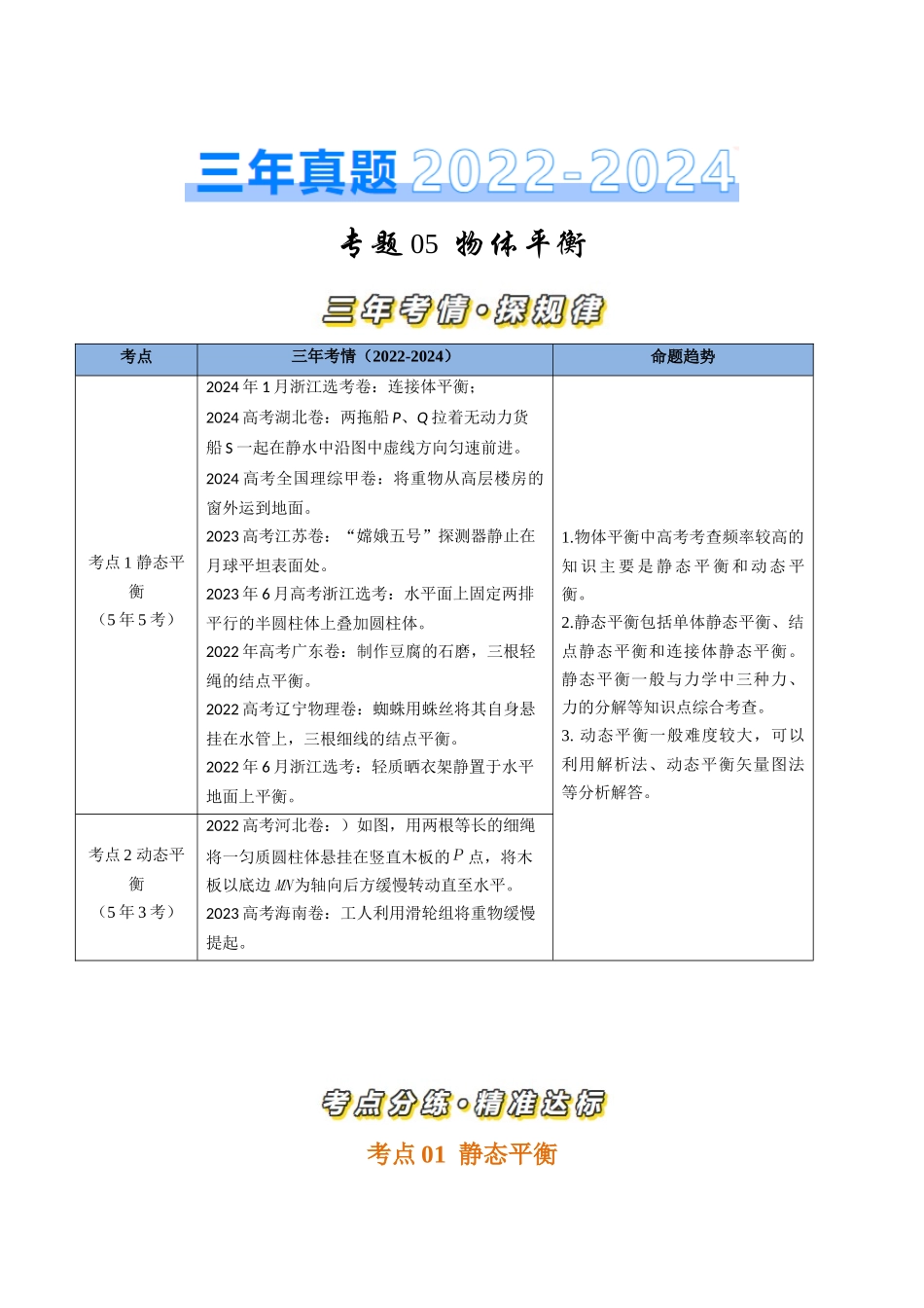 专题05物体平衡(全国通用)(解析版).docx_第1页