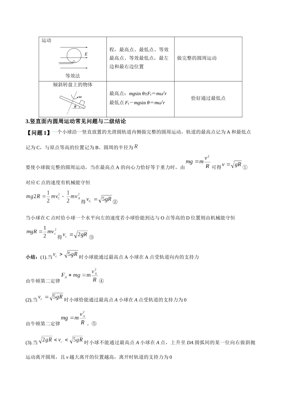 专题06 圆周运动模型中临界问题和功与能(学生版).docx_第2页