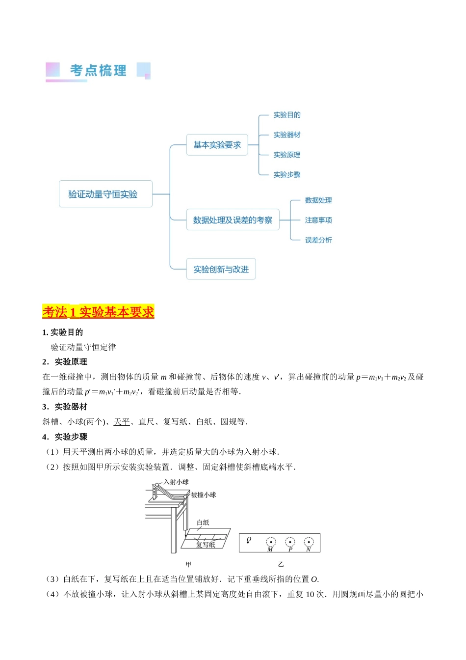 考点30 实验六  验证动量守恒定律（核心考点精讲+分层精练）-备战2024年高考物理一轮复习考点帮（新高考专用）（解析版）.docx_第2页