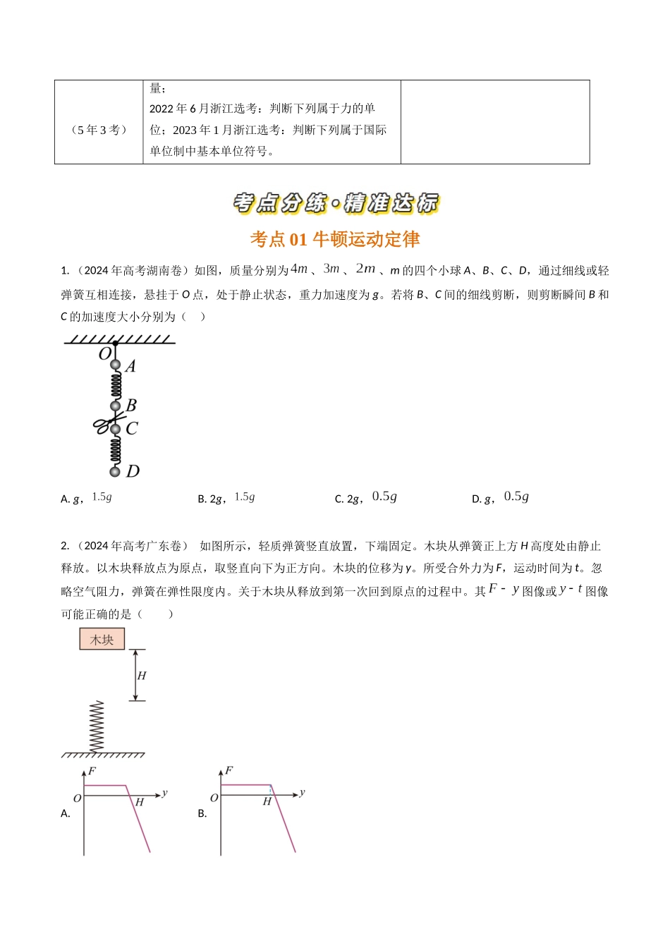专题06运动和力的关系(全国通用)(原卷版).docx_第2页