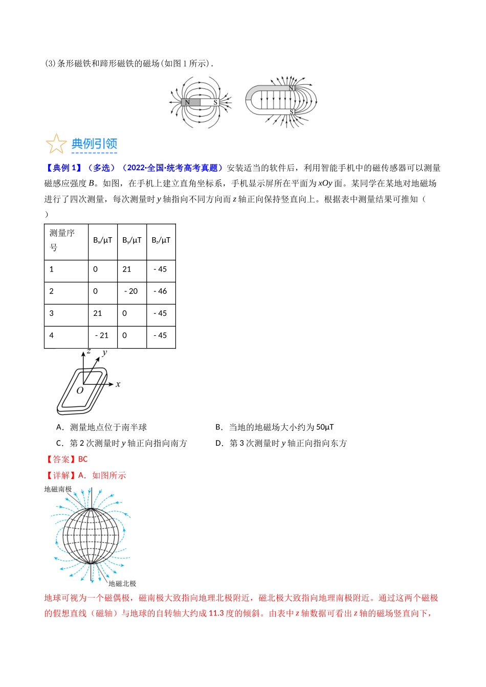 考点45  磁场的描述  磁场对电流的作用（核心考点精讲+分层精练）解析版.docx_第3页