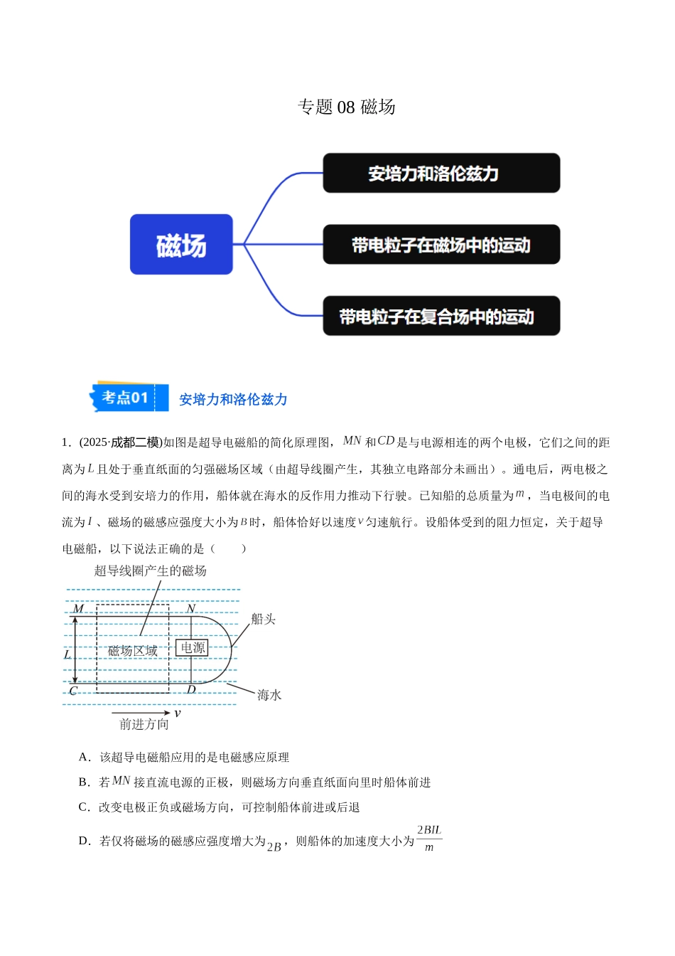 专题08 磁场(教师版).docx_第1页
