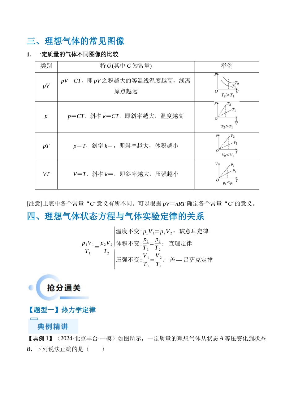 秘籍15 热力学定律、气体实验定律、气体图像、理想气体状态方程的综合应用(原卷版).docx_第2页