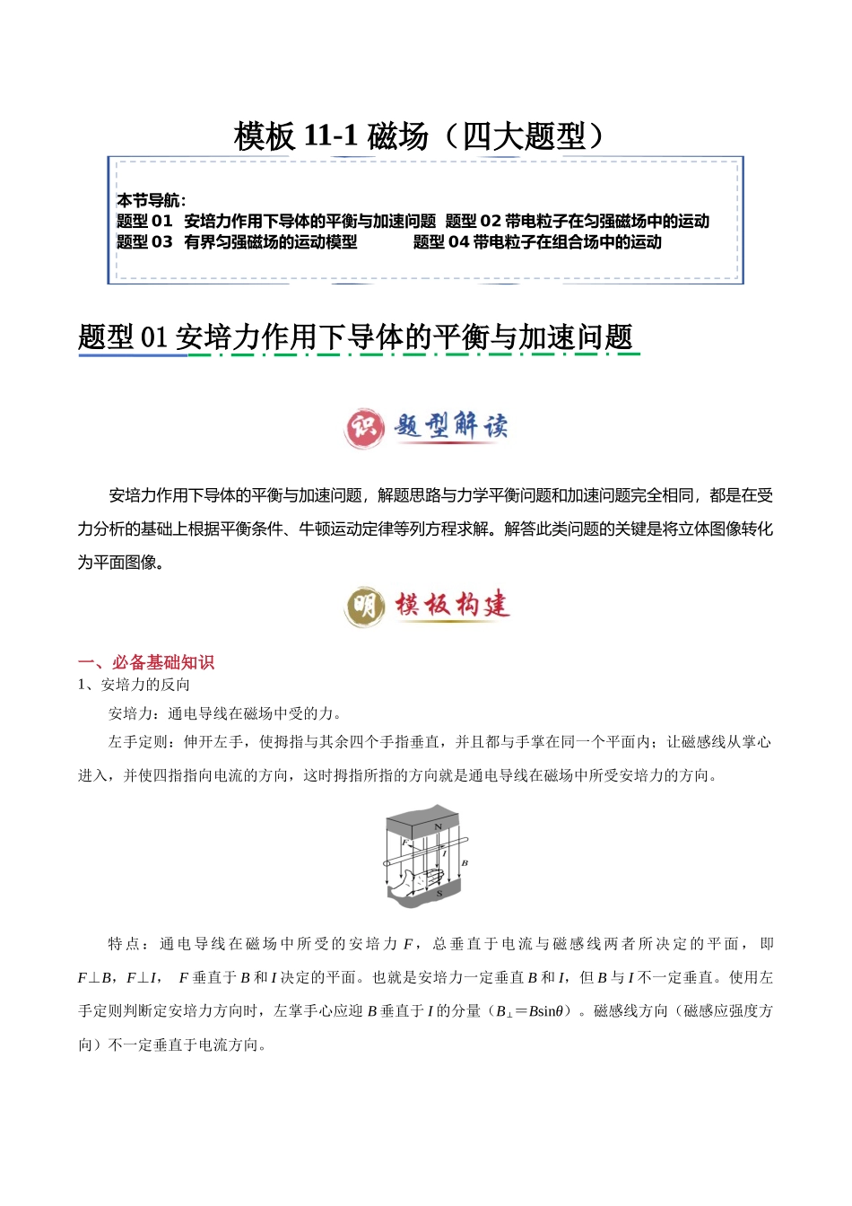 模板11-1 磁场（四大题型）（解析版）.docx_第1页