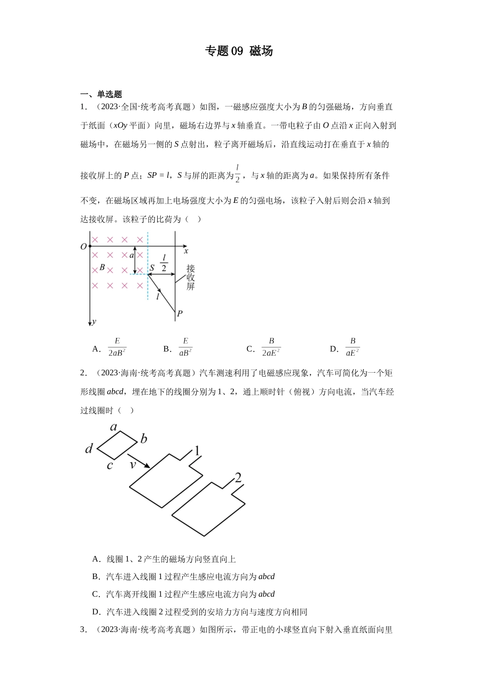专题09 磁场 (学生版).docx_第1页