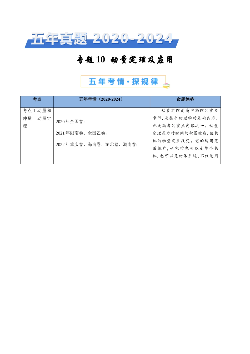 专题10 动量定理(全国通用)(原卷版).docx_第1页