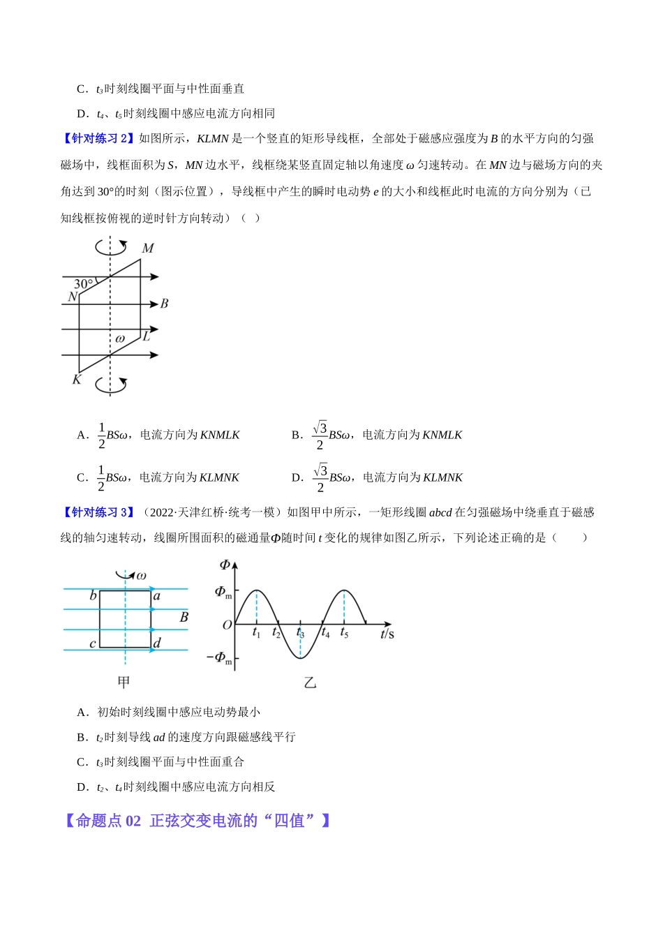 专题10 交变电流及远距离输电的运用（分层练）（原卷版）.docx_第2页