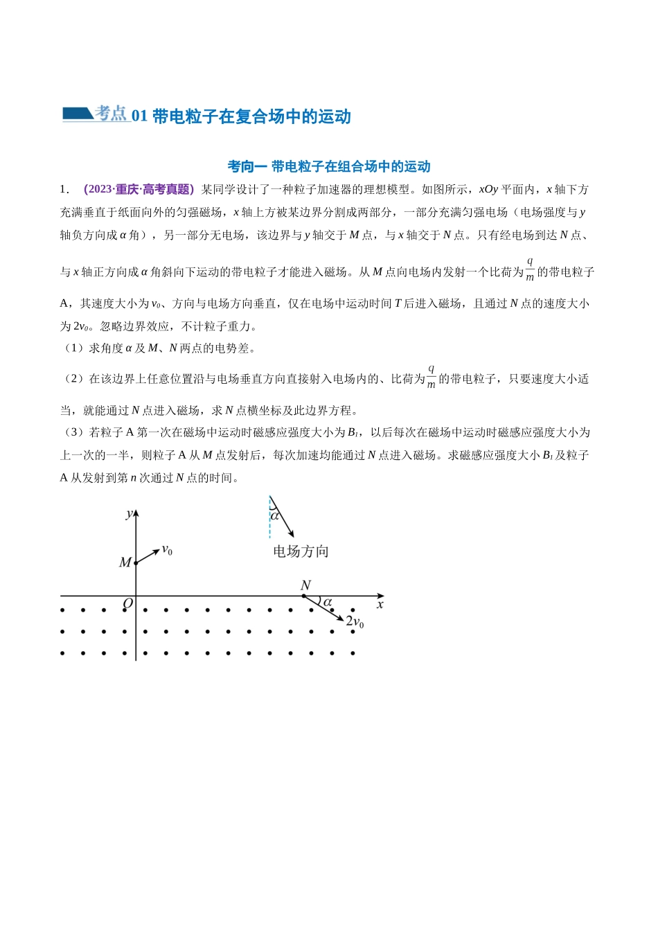 专题11 带电粒子在复合场中的运动(练习)(原卷版).docx_第2页