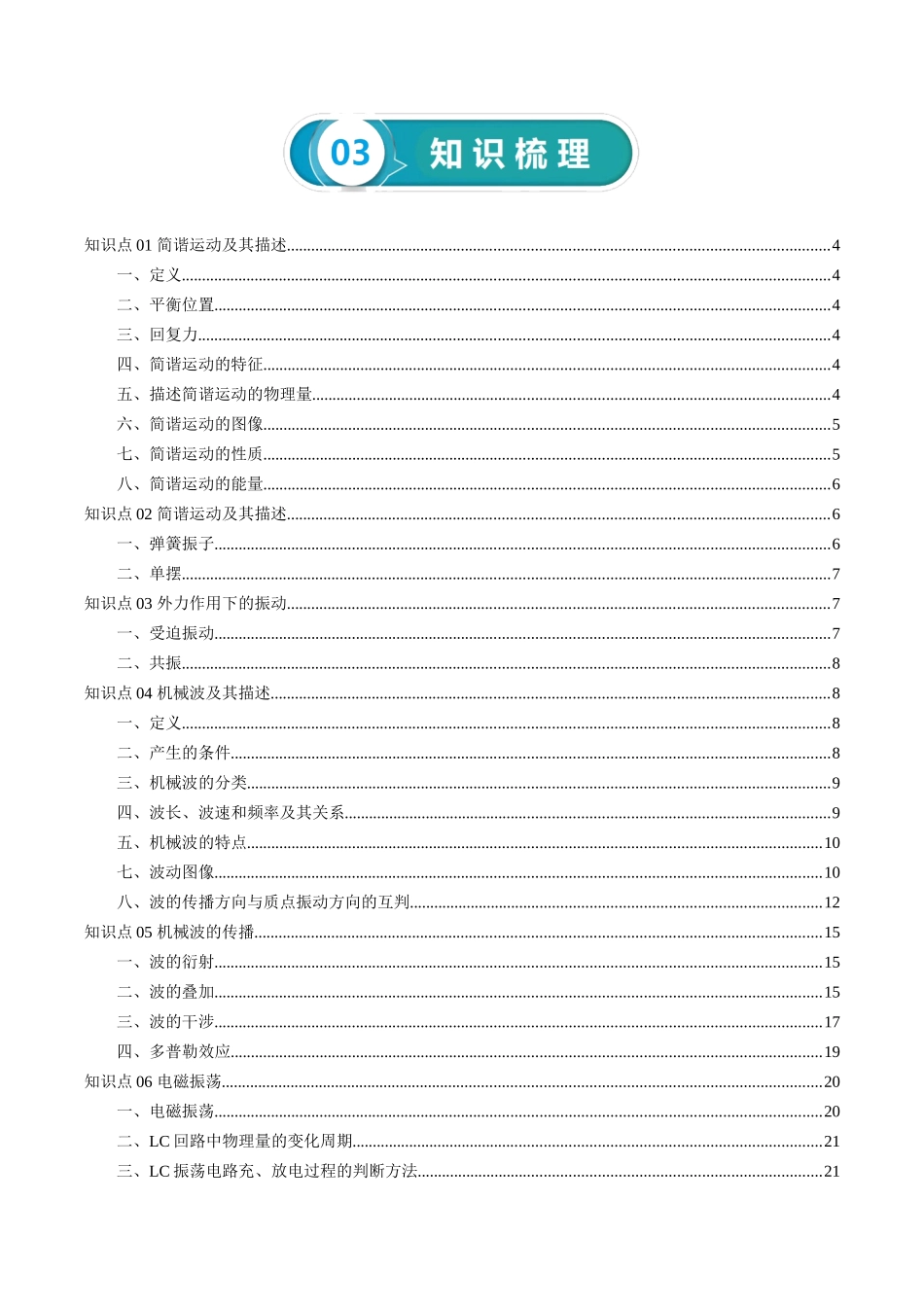 专题14 机械振动与机械波 电磁振荡与电磁波-2024年高考物理一轮复习知识清单(全国通用).docx_第3页
