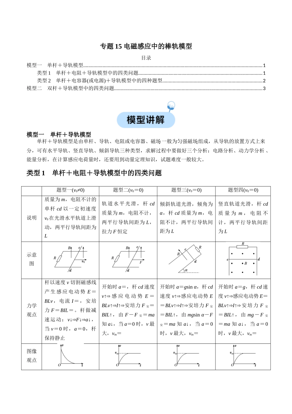 专题15 电磁感应中的棒轨模型(学生版).docx_第1页