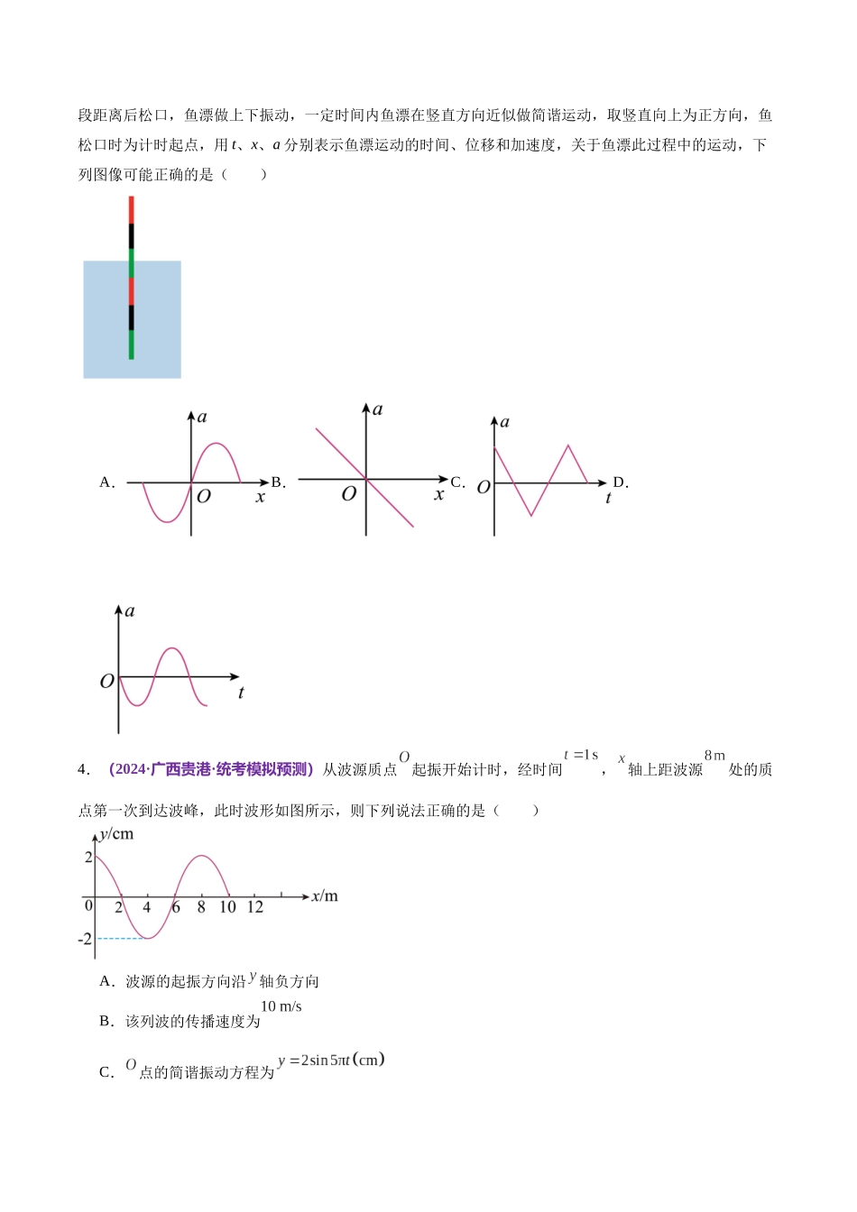 专题15 机械振动与机械波（测试）（原卷版）.docx_第2页