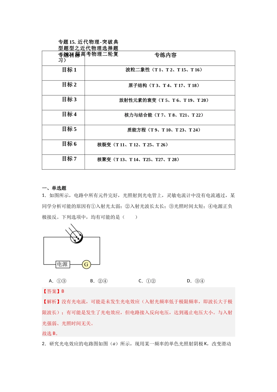 专题15+近代物理(解析版).docx_第1页