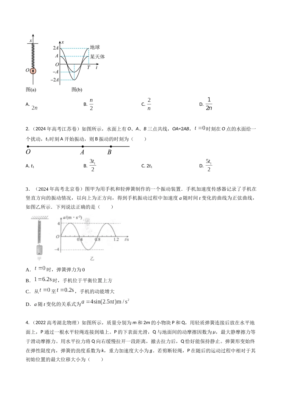 专题15机械振动（全国通用）（原卷版）.docx_第2页