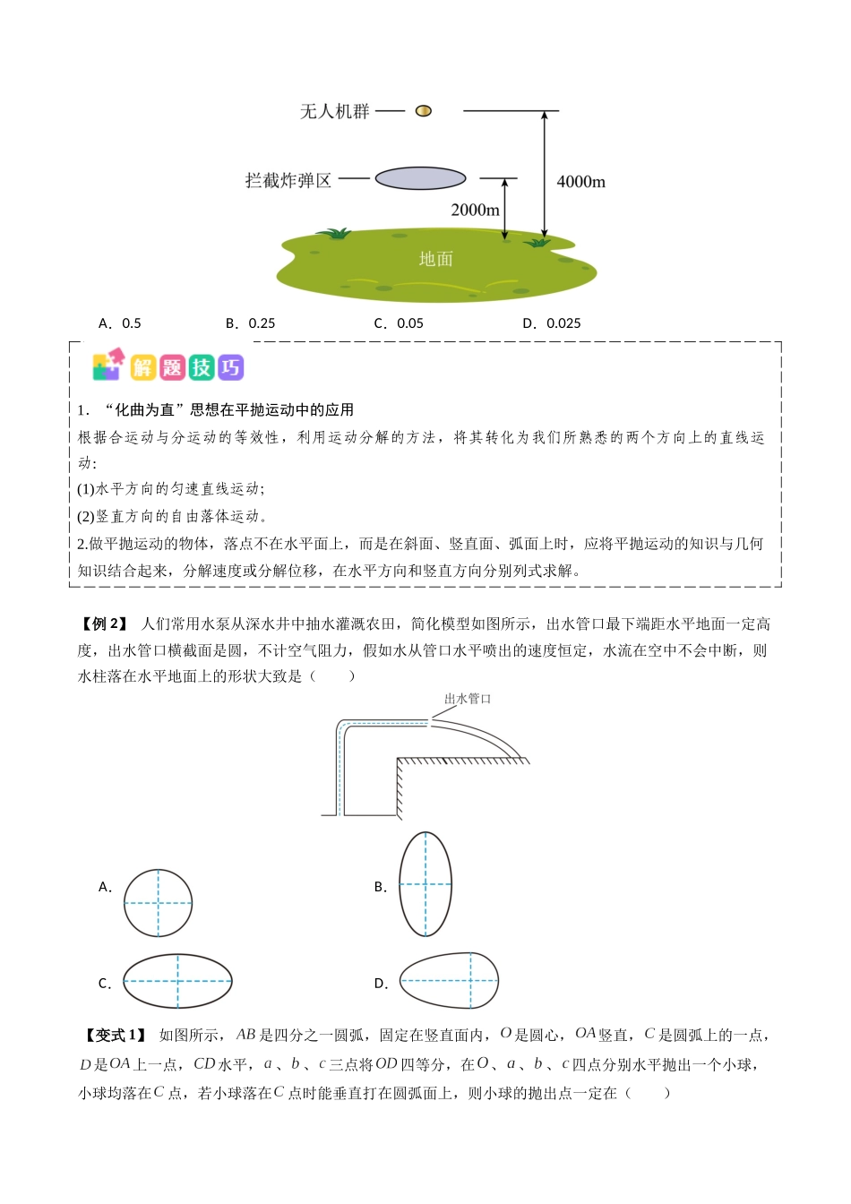 抢分秘籍04 曲线运动(抛体运动、圆锥摆模型、绳球和杆球模型等)(四大题型)(学生版).docx_第2页