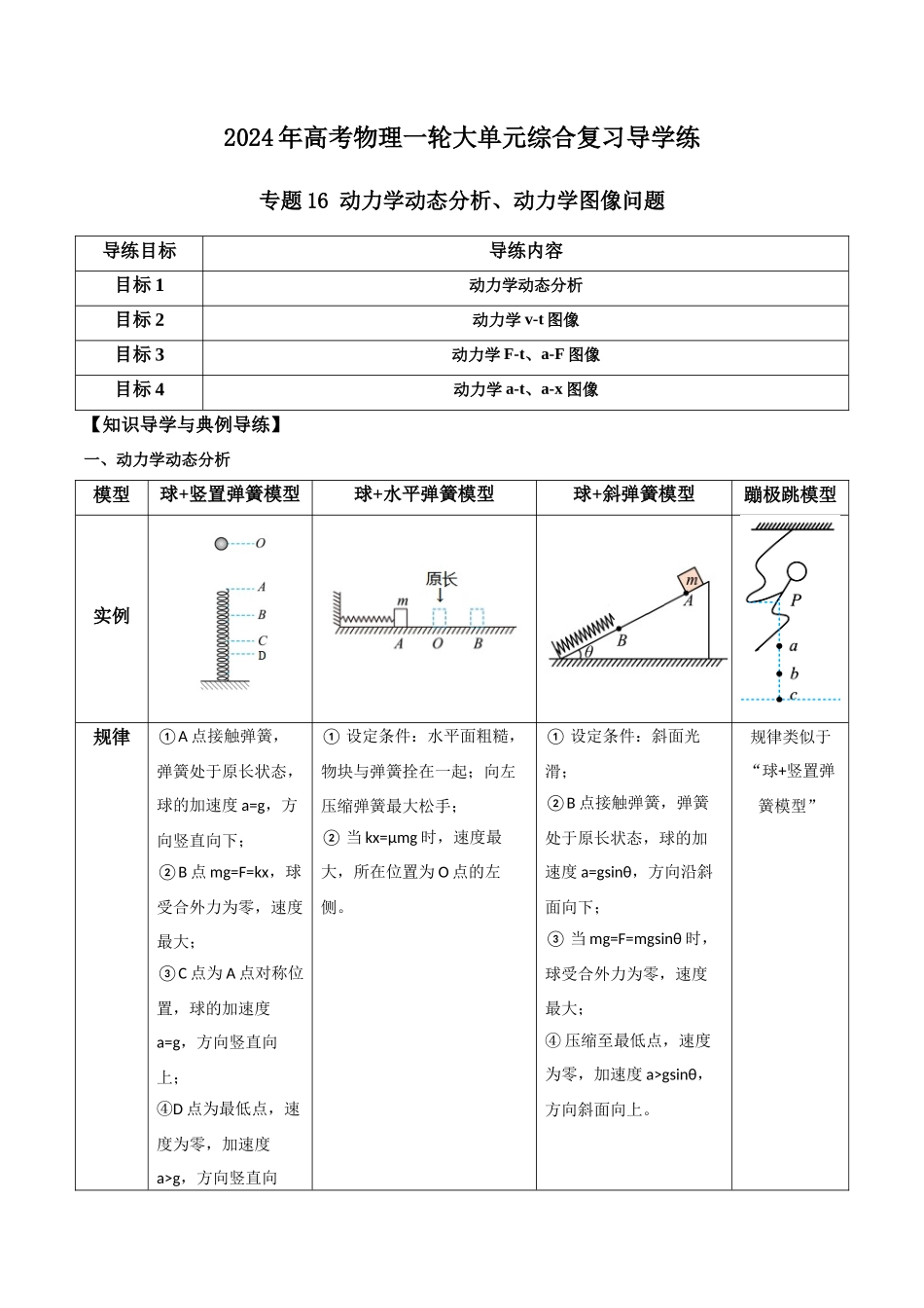 专题16 动力学动态分析、动力学图像问题（原卷版）.docx_第1页
