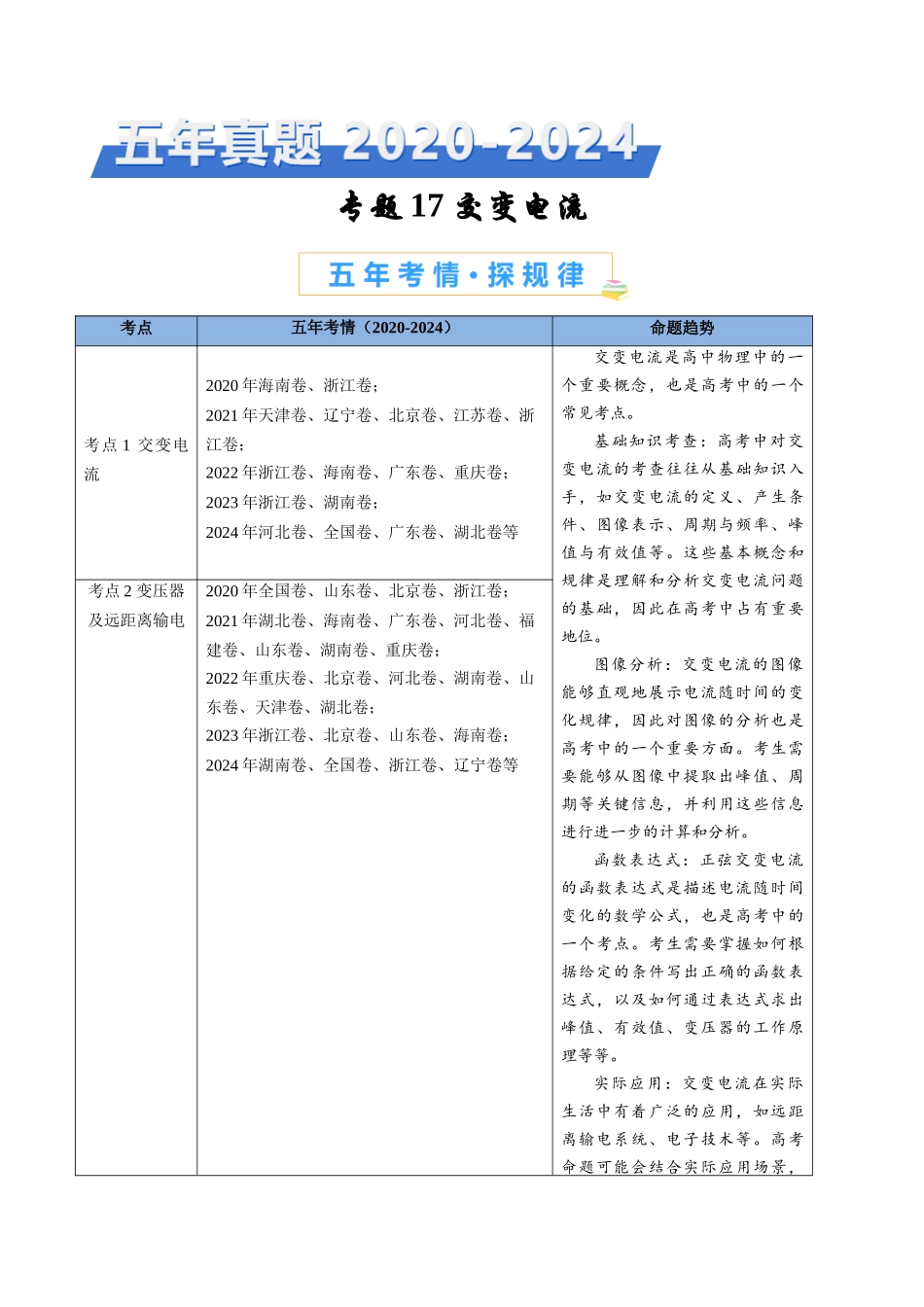 专题17  交变电流（解析版）.docx_第1页
