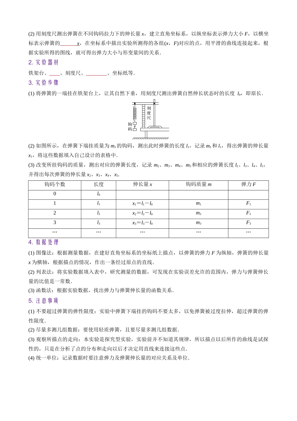 实验2　探究弹簧弹力与形变量的关系（学生版）.docx_第2页