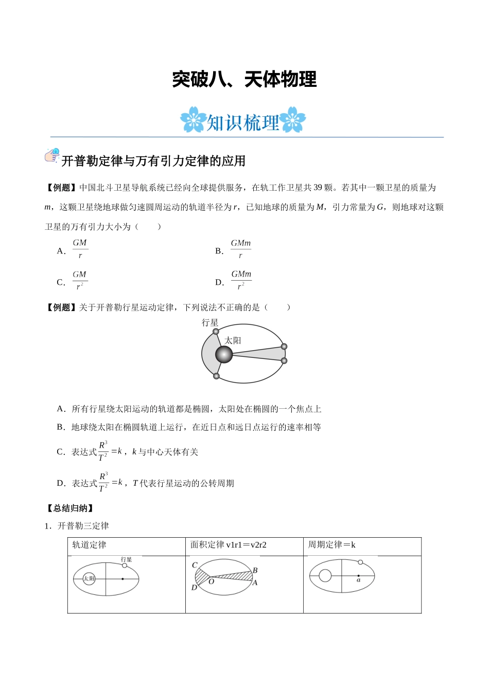 突破八、天体物理（原卷版）.docx_第1页