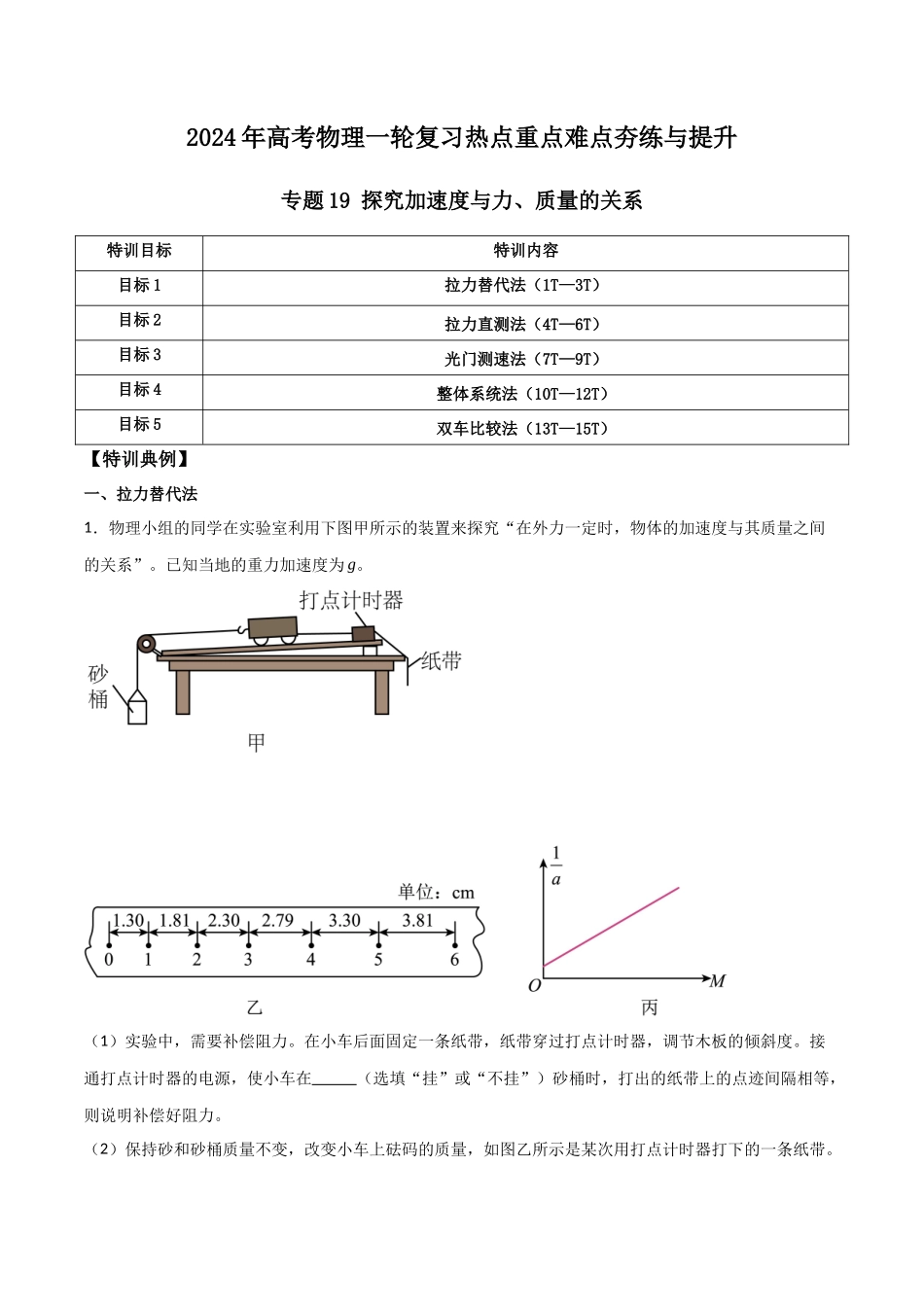 专题19 探究加速度与力、质量的关系（解析版）.docx_第1页