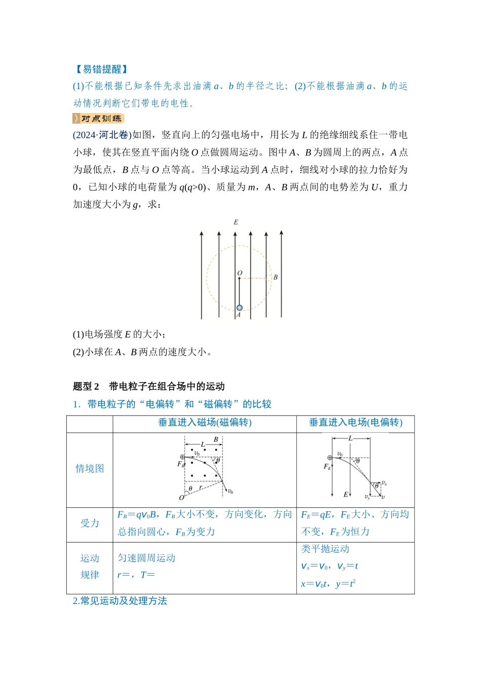 微专题4 带电粒子在复合场中的运动（学生版）.docx_第2页