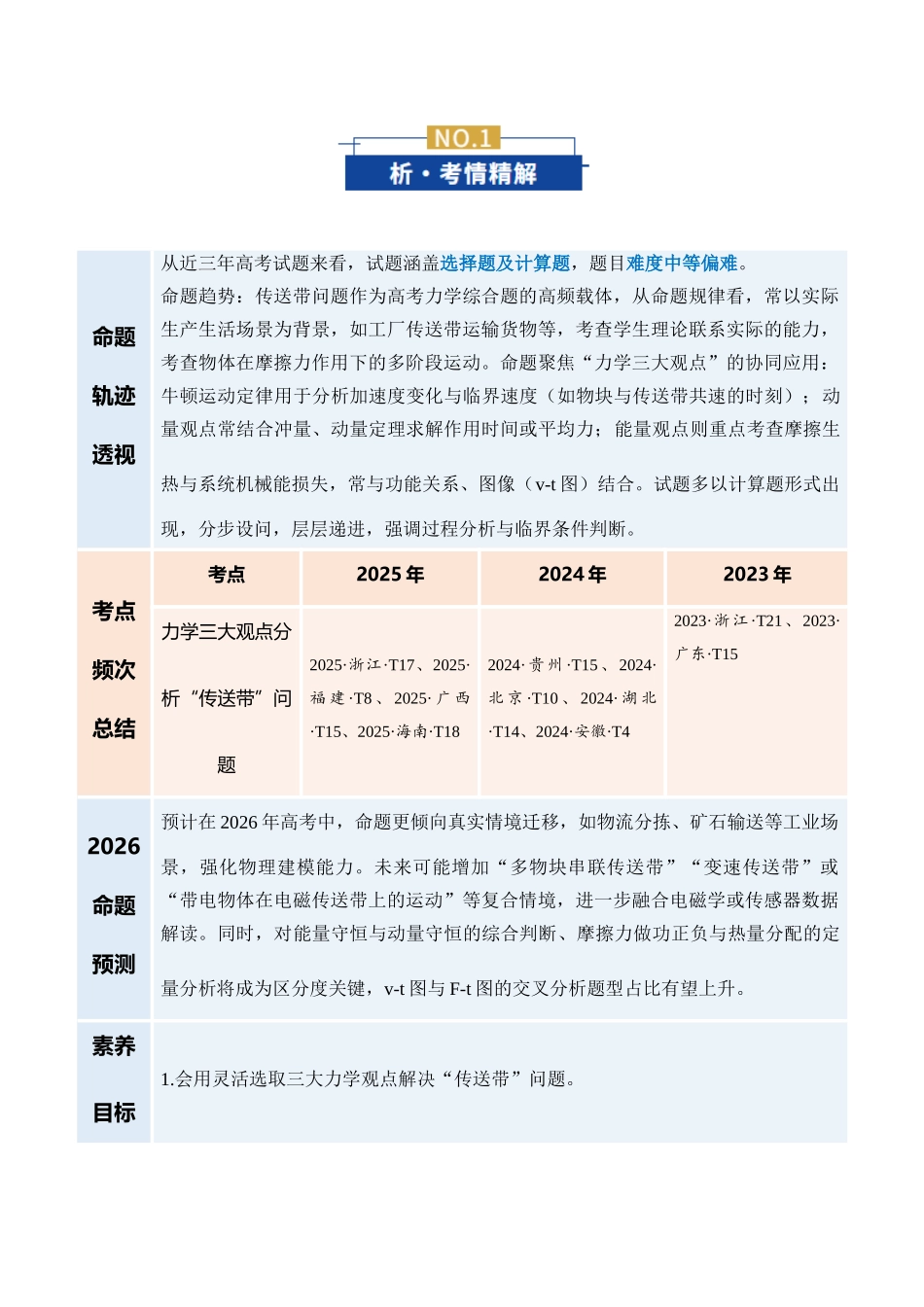 微专题三 力学三大观点分析“传送带”问题（复习讲义）（全国通用）（学生版）.docx_第2页