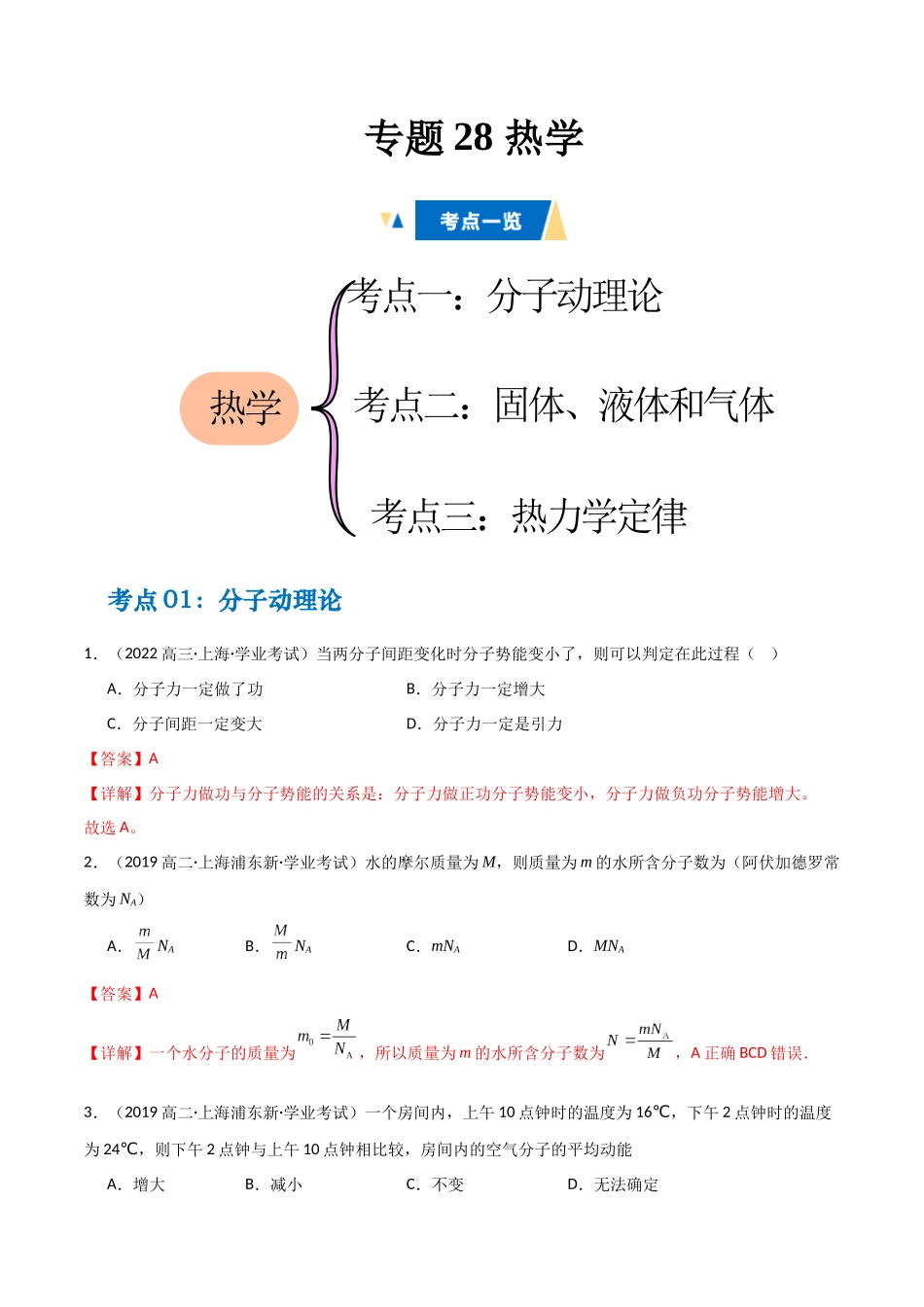 专题28 热学(教师版).docx_第1页