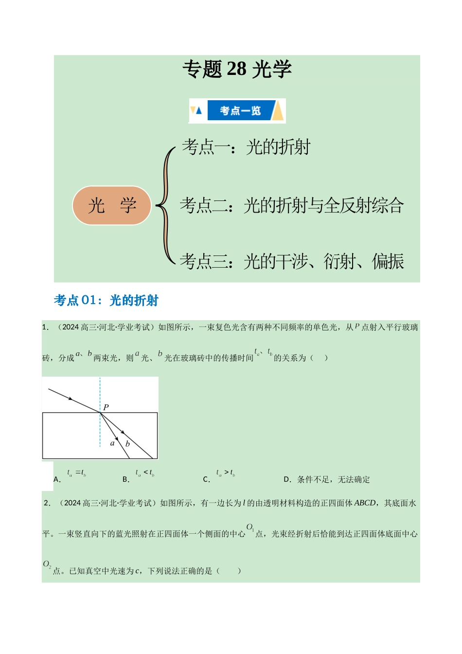 专题29 光学(学生版).docx_第1页