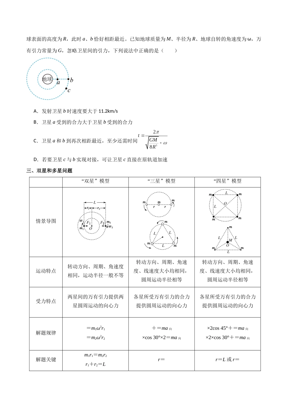 专题30 卫星的变轨问题、天体追及相遇问题、双星和多星问题（原卷版）.docx_第3页