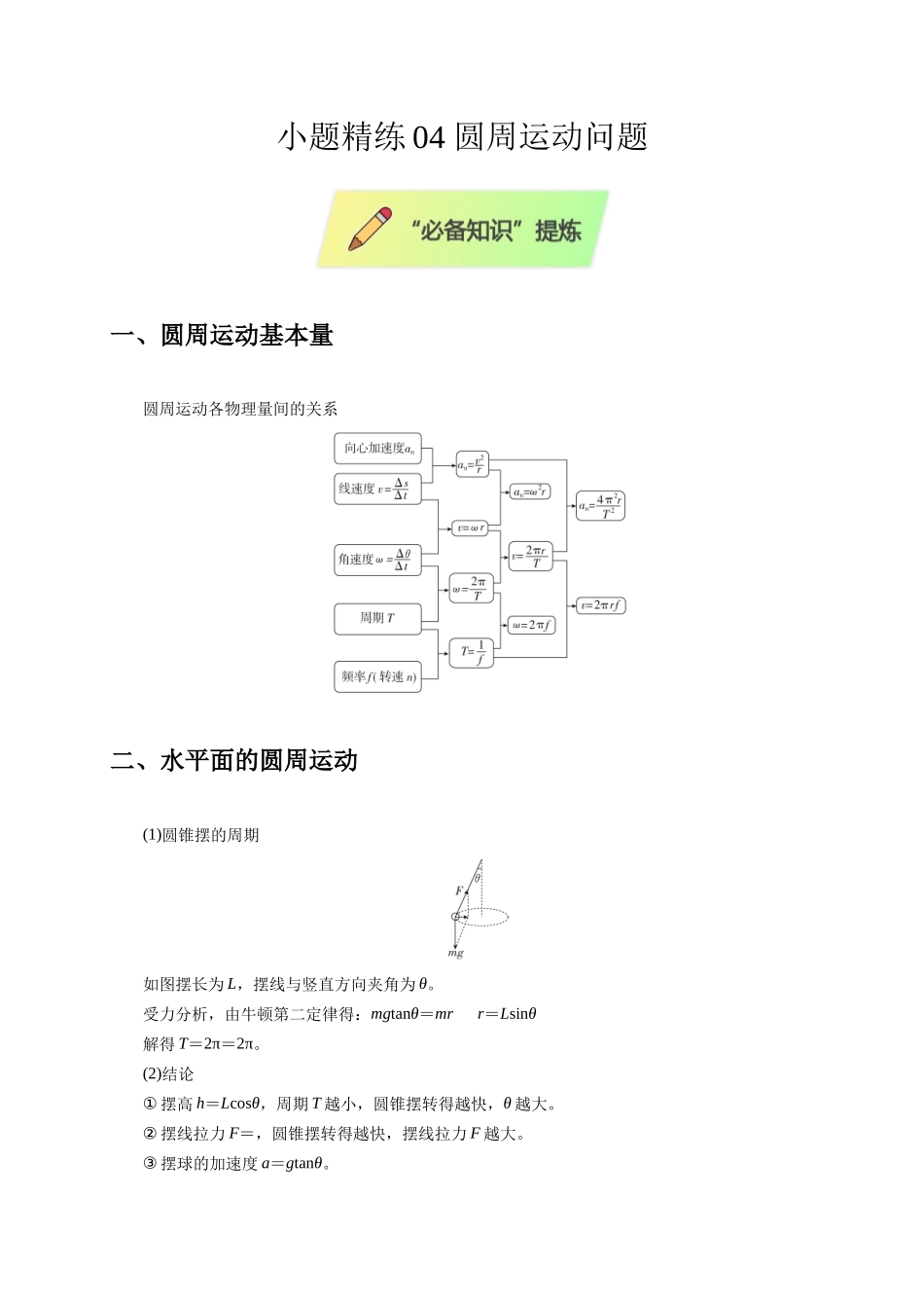 小题精练04 圆周运动问题(教师版).docx_第1页