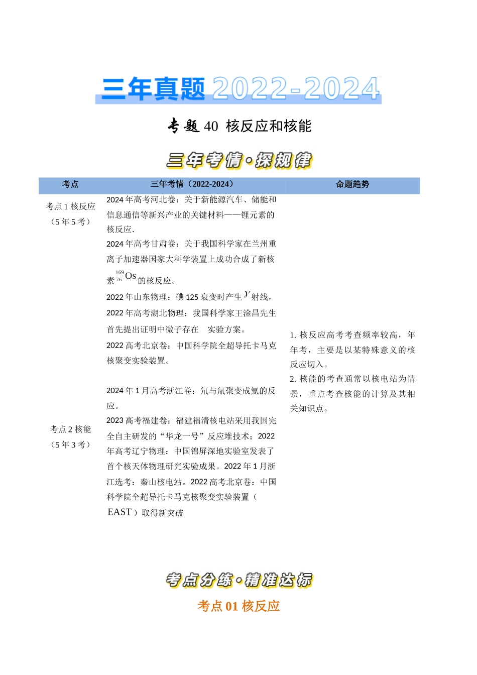 专题40核反应和核能(全国通用)(解析版).docx_第1页