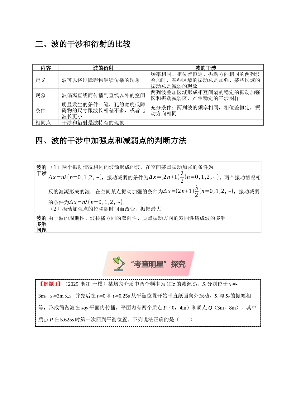 小题精练11 波的振动图像 波动图像 干涉 衍射（学生版）.docx_第2页