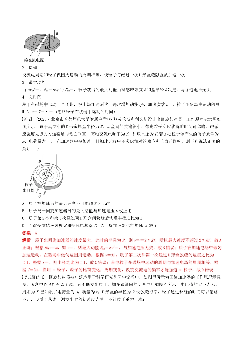 训练十九 洛伦兹力与现代科技-备战高考物理一轮复习专题复习与训练(解析版).docx_第2页