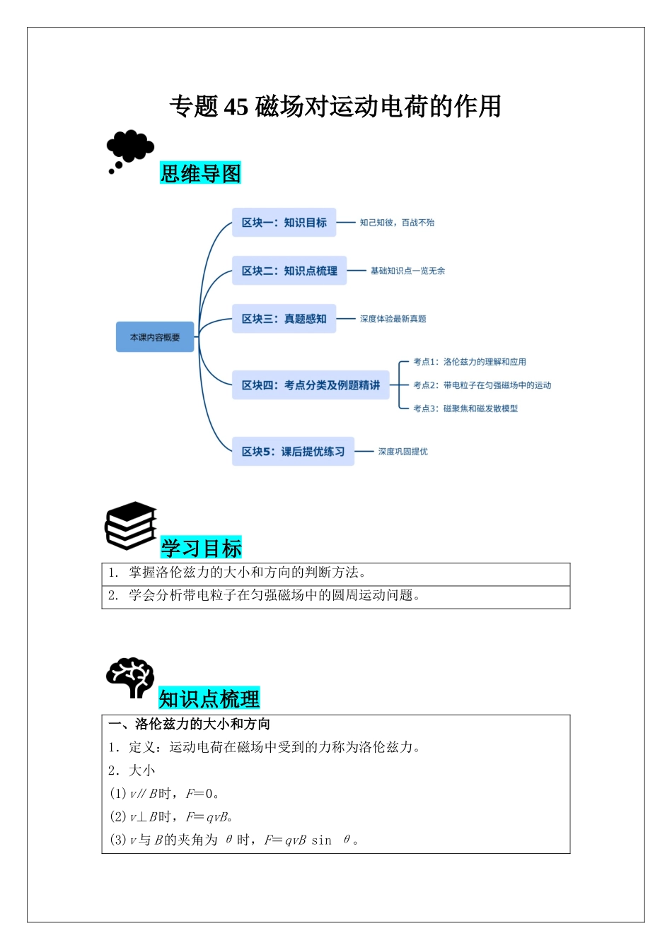 专题45 磁场对运动电荷的作用(教师版).docx_第1页