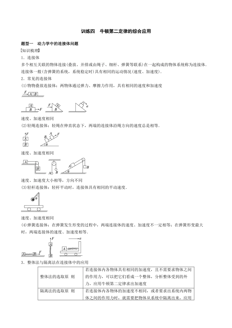训练四  牛顿第二定律的综合应用-备战高考物理一轮复习专题复习与训练(解析版）.docx_第1页