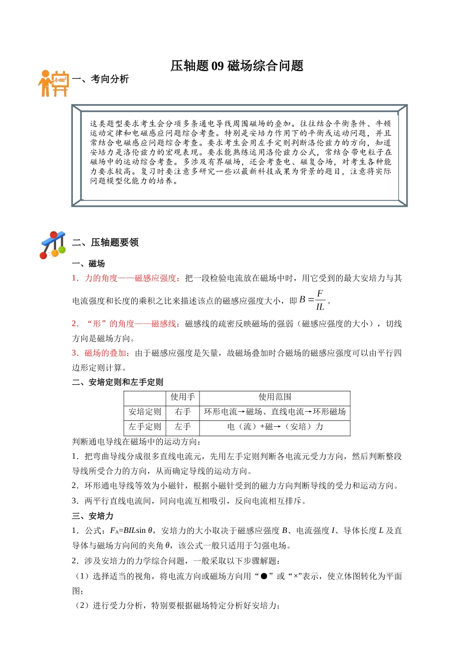 压轴题09 磁场综合问题(解析版).docx_第1页