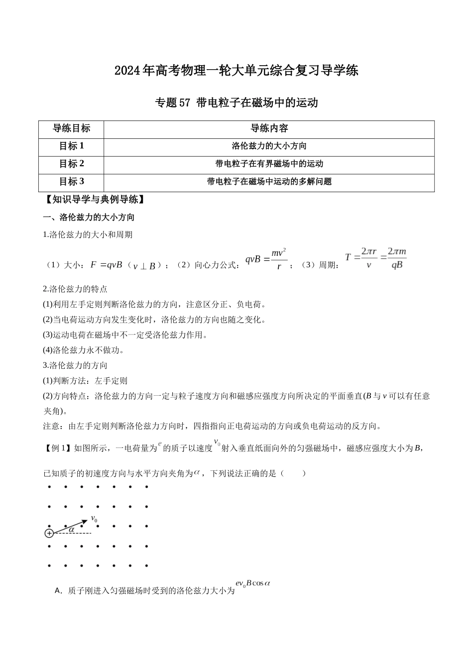 专题57 带电粒子在磁场中的运动（原卷版）.docx_第1页