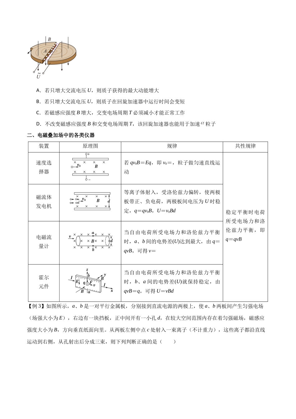 专题59 电磁组合场和叠加场中的各类仪器(原卷版).docx_第3页