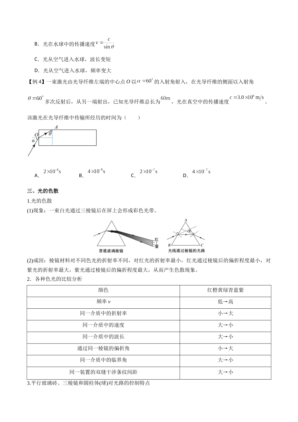 专题73 光的折射和全反射(原卷版).docx_第3页