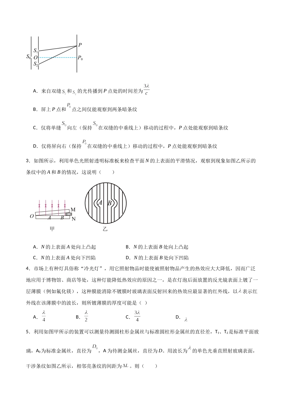 专题79 光的干涉、衍射、偏振和散射(原卷版).docx_第2页