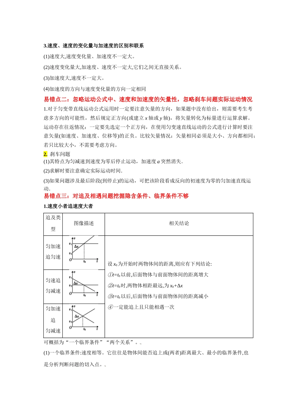 易错点01 直线运动（原卷版） docx.docx_第2页