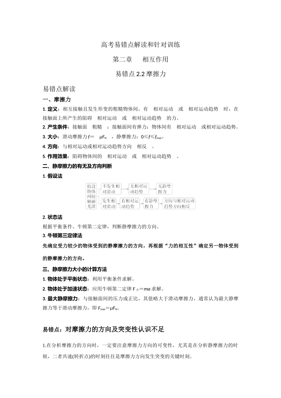 易错点2.2摩擦力（教师版）.docx_第1页