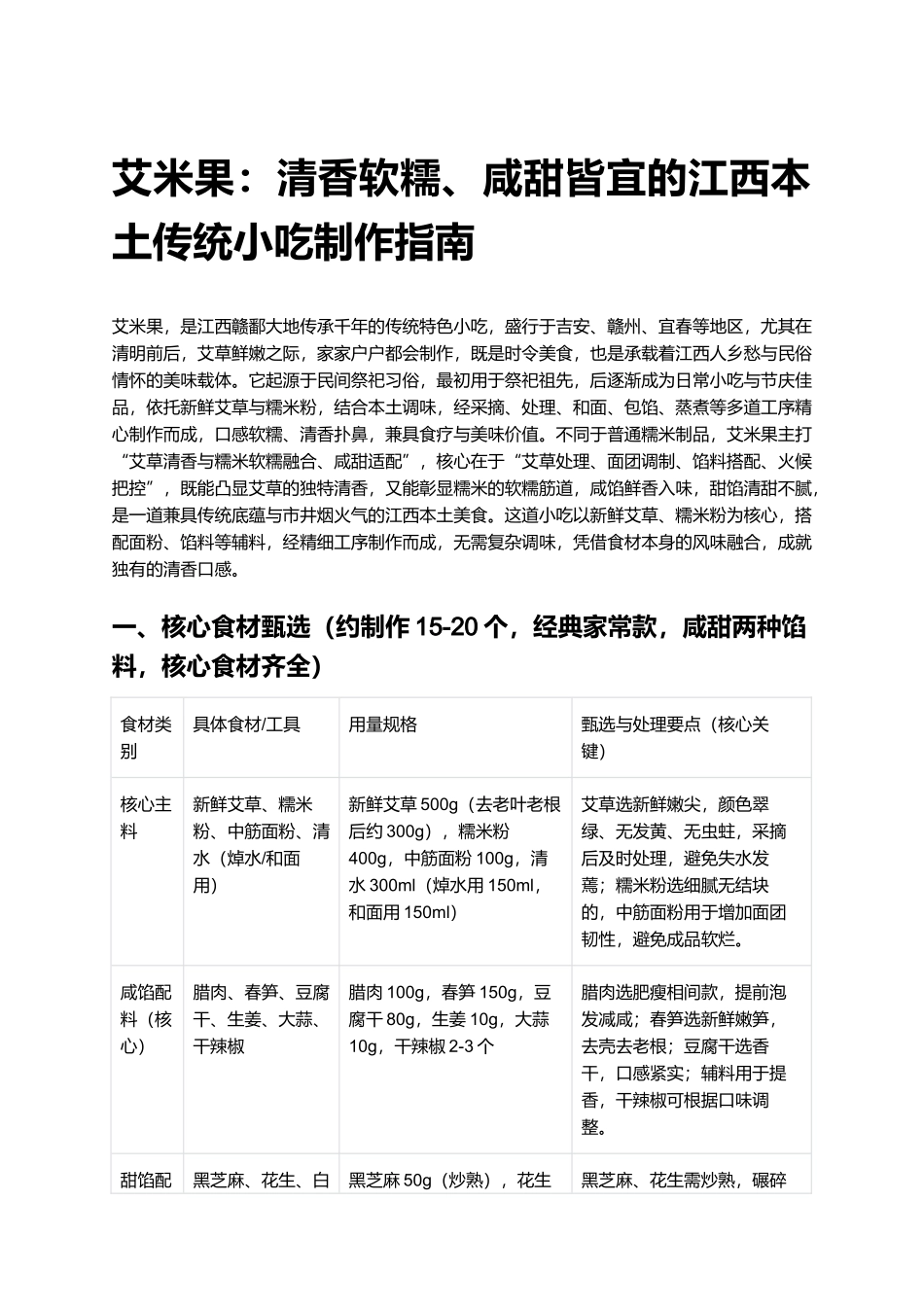 艾米果：清香软糯、咸甜皆宜的江西本土传统小吃制作指南.docx_第1页