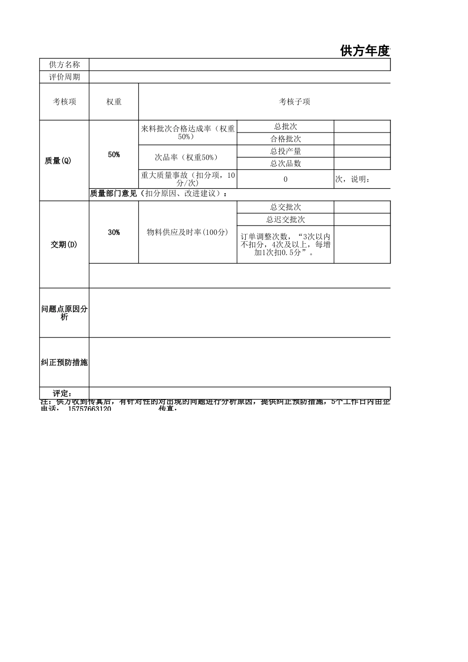 供方年度评价成绩单　.xlsx_第1页