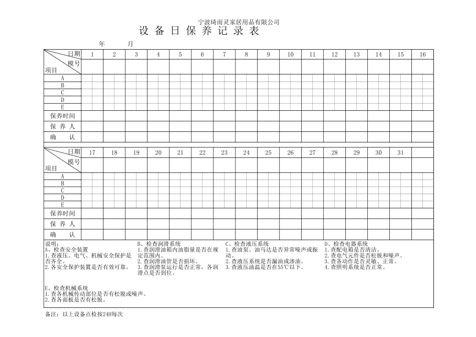 设备保养记录(1).xls_第1页