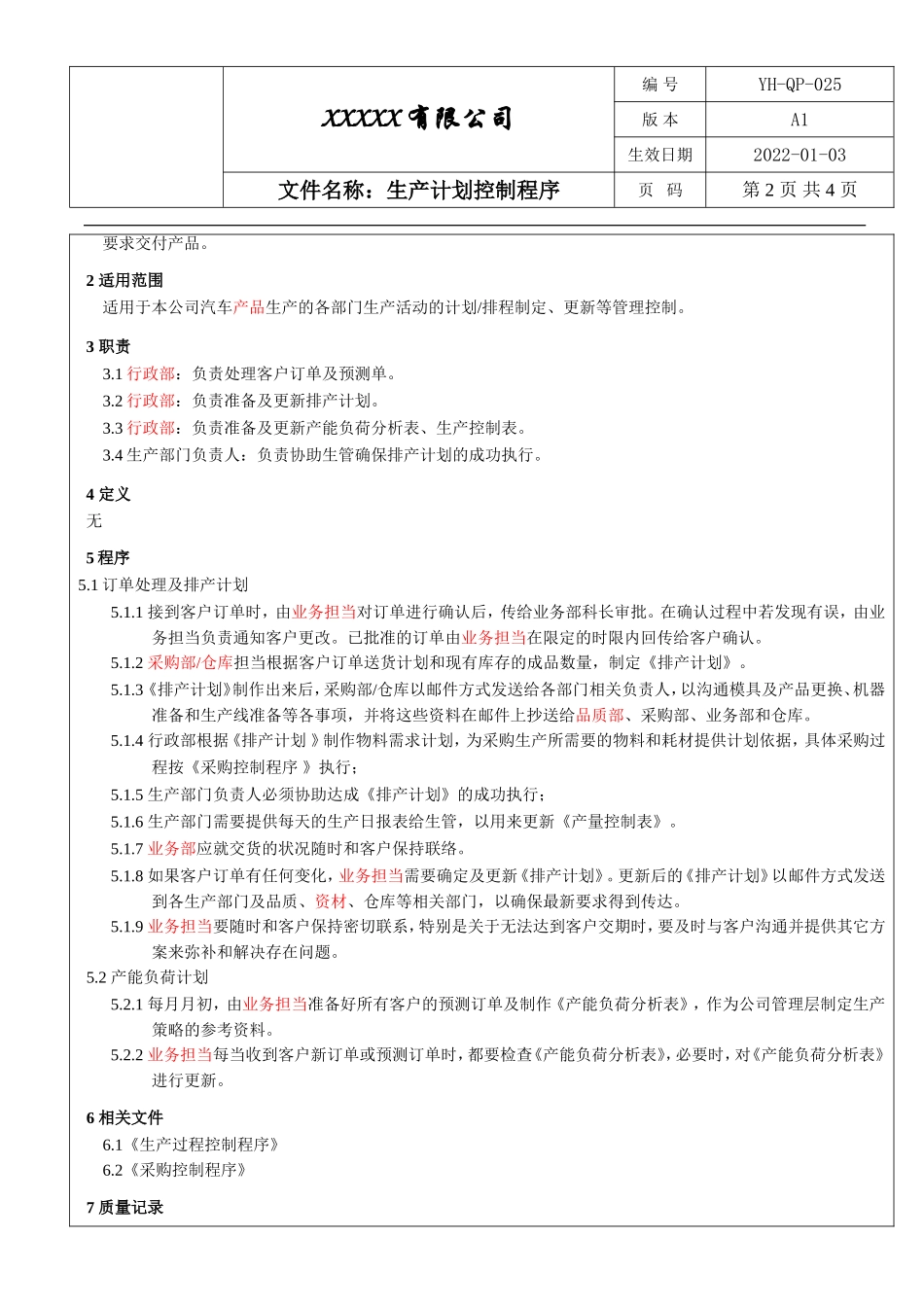 IATF16949 生产计划控制程序.doc_第2页