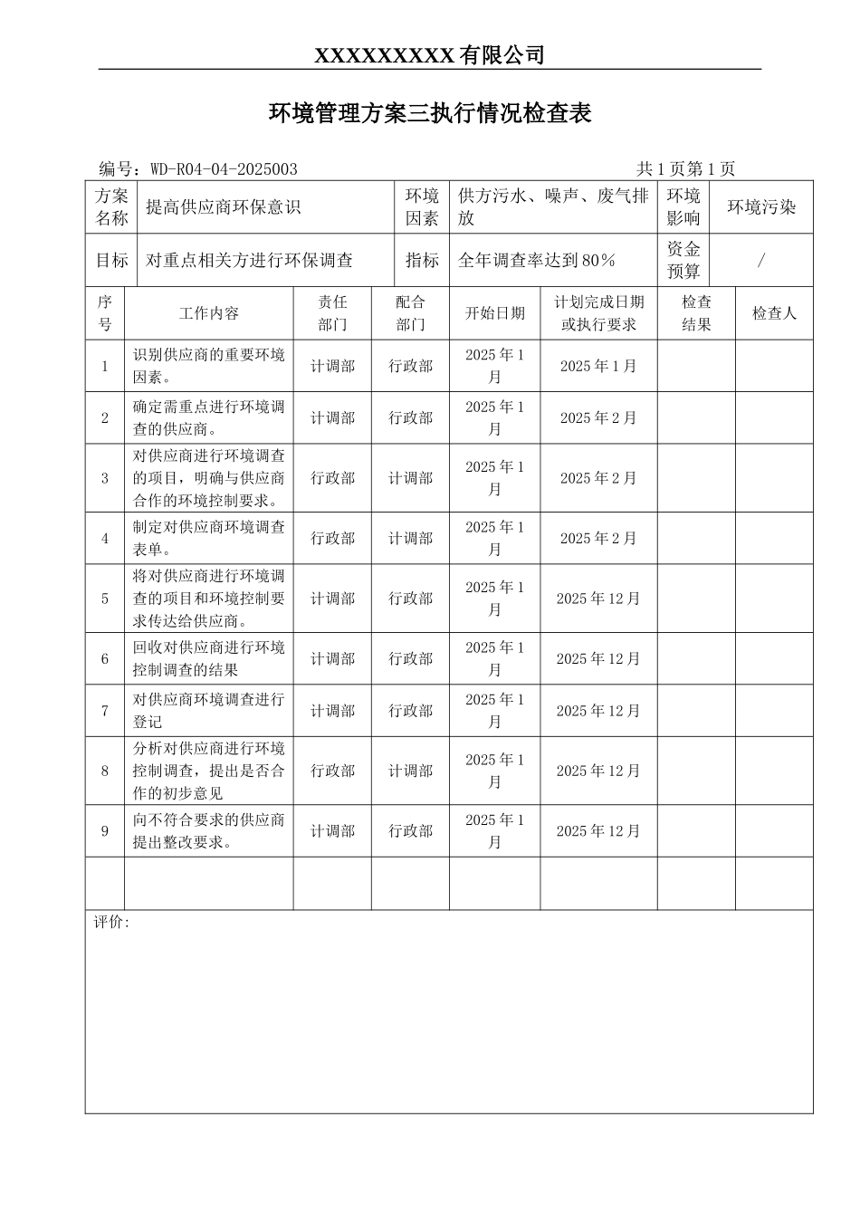 环境管理方案执行情况检查表三.doc_第1页