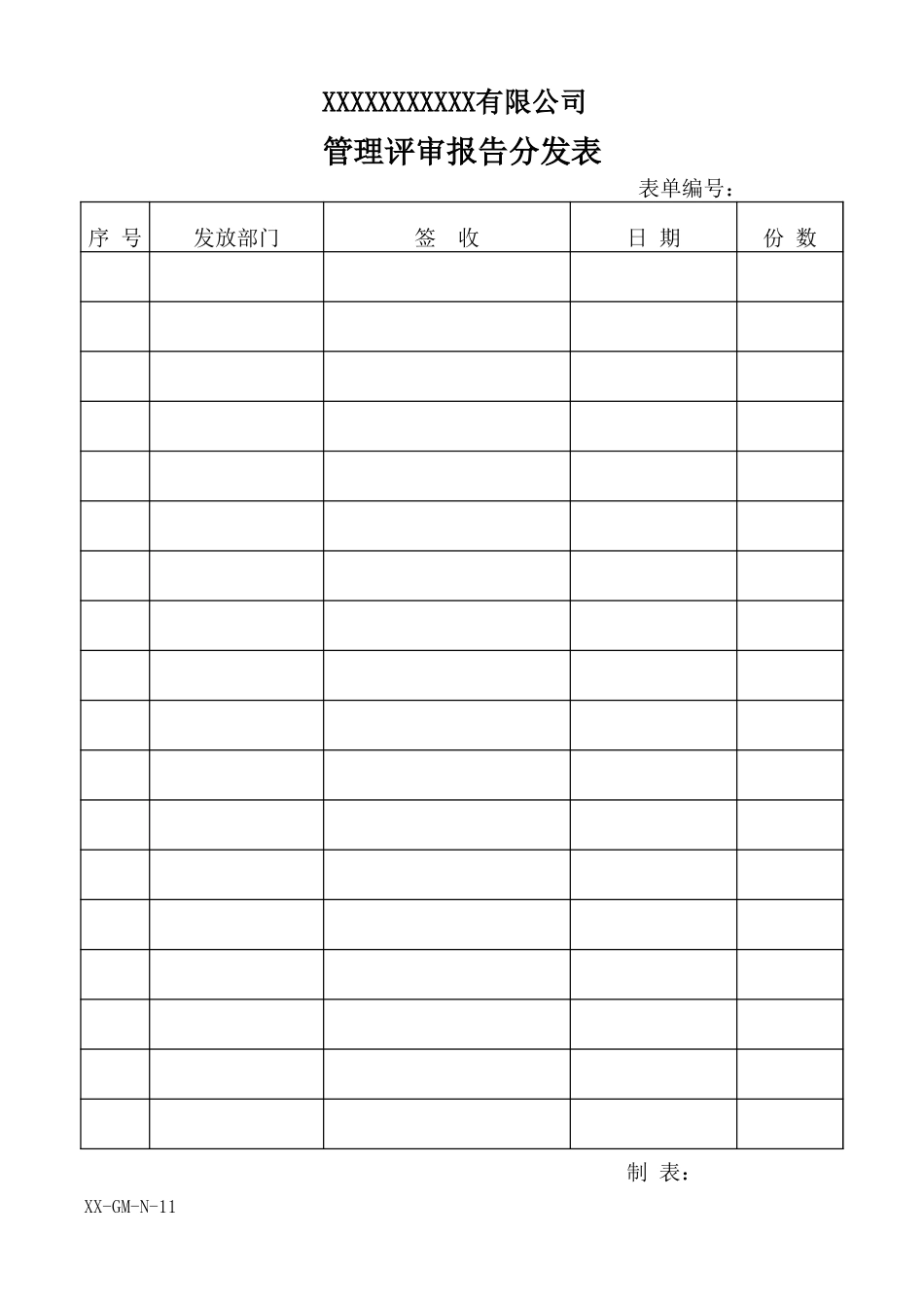 管理评审报告分发表.xls_第1页